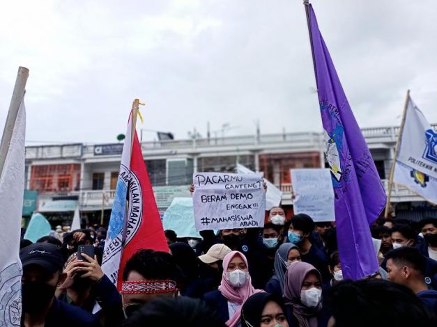 Aksi 11 April, Ratusan Mahasiswa Bengkalis Tolak Presiden 3 Periode