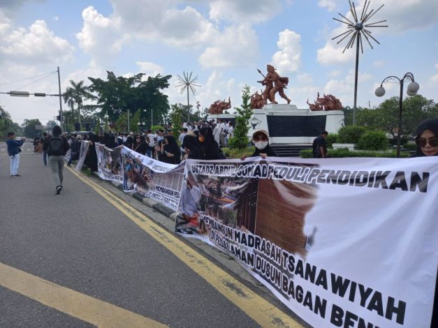 Bela UAS yang Dicegah Masuk Singapura, Ratusan Umat Islam Riau Gelar Aksi di Tugu Perjuangan