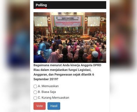 Update Polling: 75 Persen Responden Tak Puas Kinerja Anggota DPRD Riau Periode 2019-2024