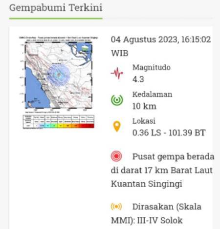 Meski Gempa Telah Berlalu, Bupati Kuansing Kerahkan Aparatur Siaga 24 Jam