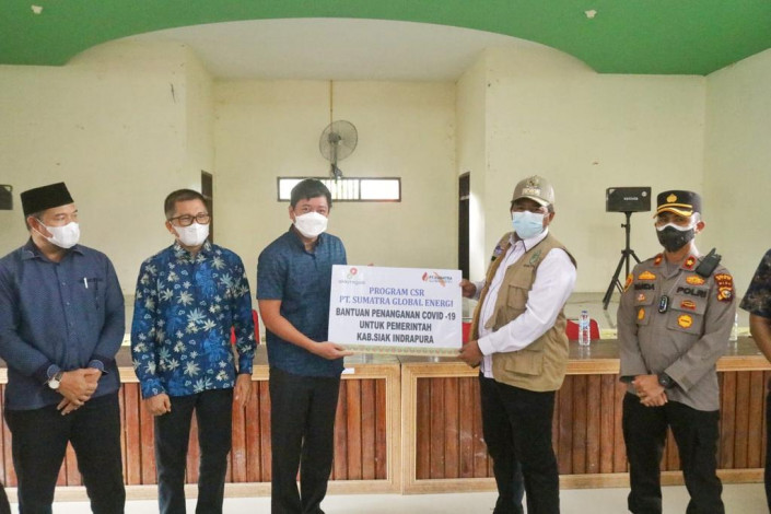 Pemkab Siak Terima Bantuan 3.000 Masker dari PT Sumatera Global Energi