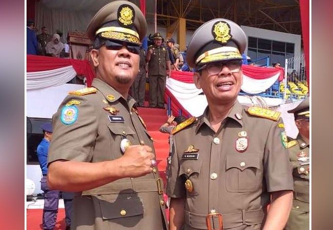Bupati Mursini dan Erdiansyah Hadiri Apel HUT Satpol PP di Pekanbaru