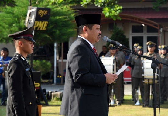 Bupati Jadi Inspektur Upacara HUT Bhayangkara Ke-73 di Bengkalis