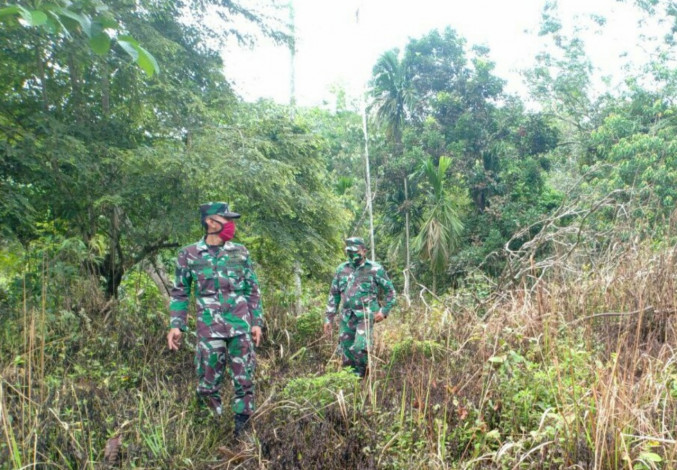 Cegah Karhutla, Babinsa Koramil 04/PKL Kuras Patroli di Hutan Lindung