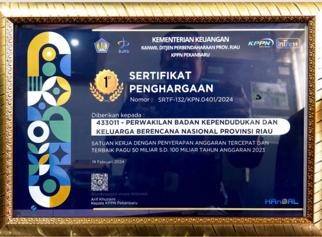 BKKBN Riau Terima 4 Penghargaan dari KPPN