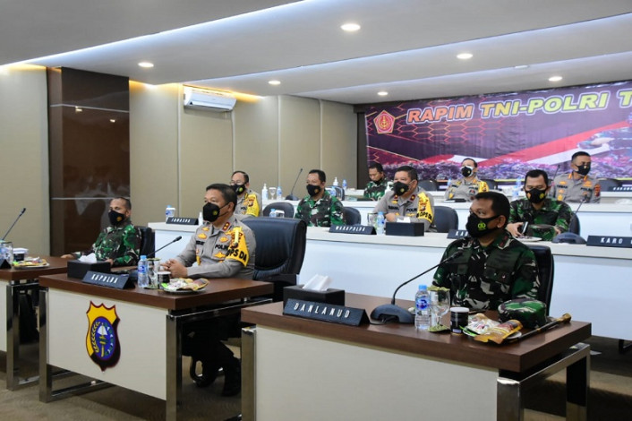 Konsolidasi Internal, Danrem 031/WB Ikuti Rapim TNI-Polri Tahun 2021 secara Virtual