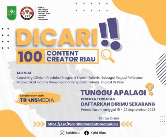 KPID Riau Rekrut 100 Konten Kreator, Ini Tujuannya