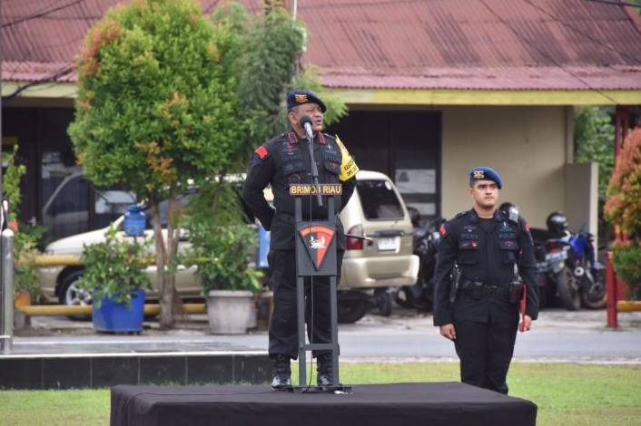 Pimpin Perdana Pasukan Satbrimob Polda Riau, Ini Penekanan Kombes Pol Dwi Yanto Nugroho