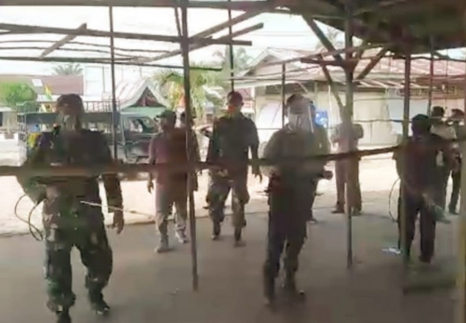 Ini yang Dilakukan TNI Polri Cegah Covid-19 di Rambah, Rohul