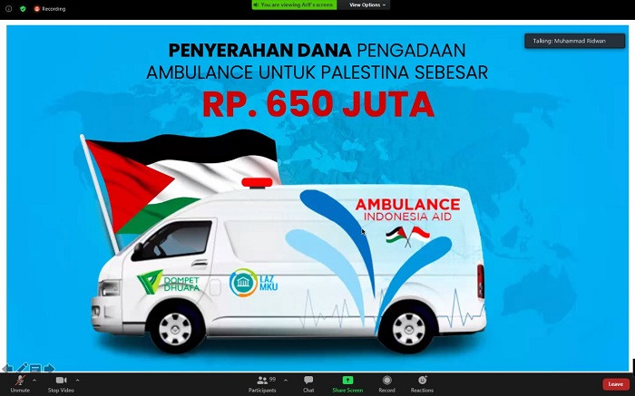 Bersama LAZ MKU, BMT dan Dompet Dhuafa Hadirkan Ambulans Bagi Rakyat Palestina