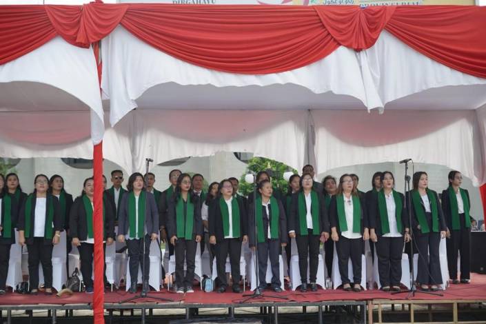 Ketika Paduan Suara Gereja Bethel Nyanyikan Mars Syubanul Wathan di Apel Kebangsaan Banser Riau