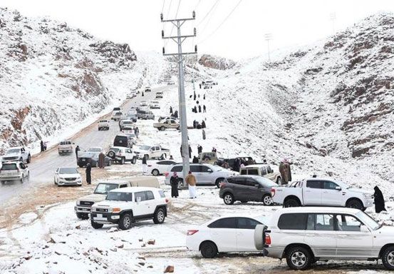 Salju Selimuti Kota Arab Saudi Ini saat Tahun Baru