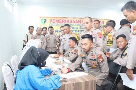 Jelang Pengamanan TPS Pemilu, 344 Personel Polres Rohul Cek Kesehatan