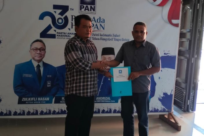 Penjaringan Kandidat Cakada PAN Rohul, Murnis Mansyur dan Syamsurizal Ambil Formulir Pendaftaran
