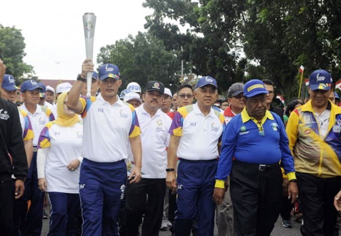 Kasrem 031/Wira Bima Turut Melepas Api Obor Asian Games 2018 Menuju Padang