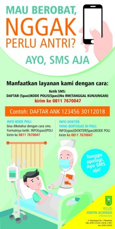 Ayo SMS Aja, Cara Baru Daftar Berobat Jalan di RSUD Arifin Achmad