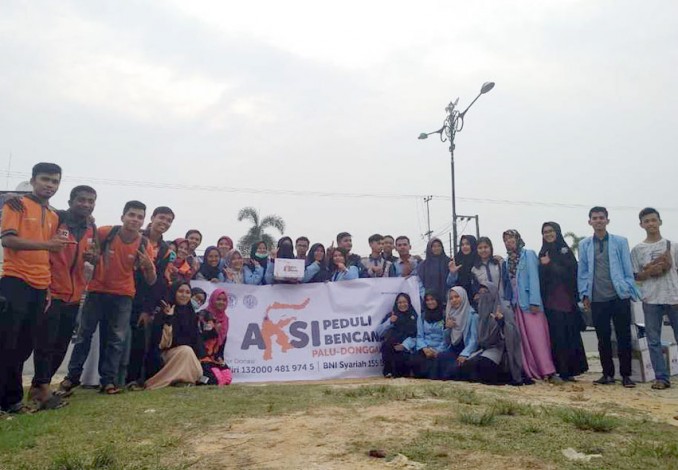 Rumah Zakat Pekanbaru Bersama Mahasiswa UR Galang Dana untuk Palu