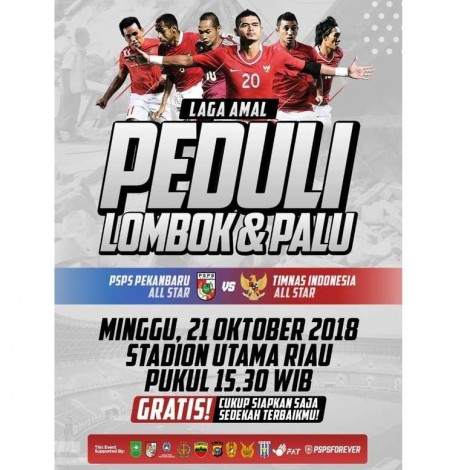 Laga Amal di Stadion Utama Riau, Baju Mantan Pemain Timnas akan Dilelang