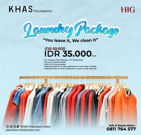 Hotel KHAS Pekanbaru Tawarkan Paket Laundry Murah
