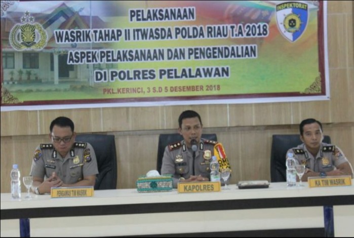 Polres Pelalawan Terima Kunjungan Wasrik Polda Riau