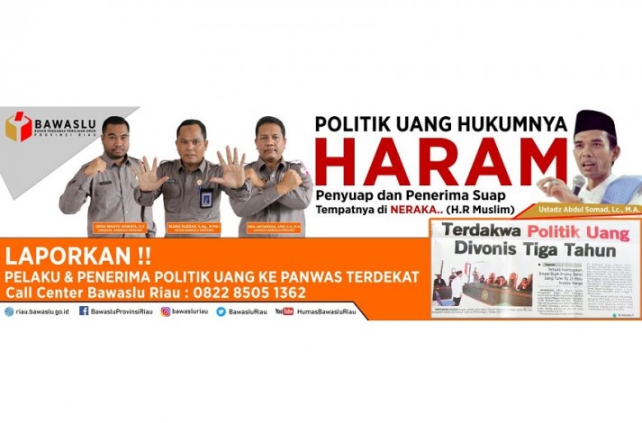 Bawaslu Riau Gandeng UAS Sosialisasikan Hukum Money Politic Haram