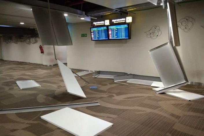 Gempa Lombok, Plafon dan Pintu Bandara I Gusti Ngurah Rai Bali Rusak