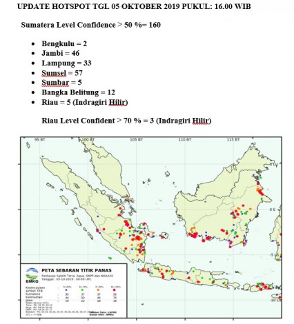 160 Hotspot Terdeteksi di Sumatera, Sumsel Sumbang 57 Titik, Riau 5 Titik