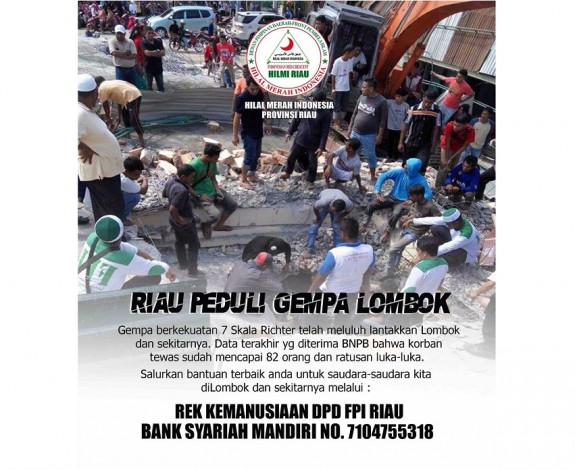 Peduli Bencana Lombok, FPI Gelar Penggalangan Dana