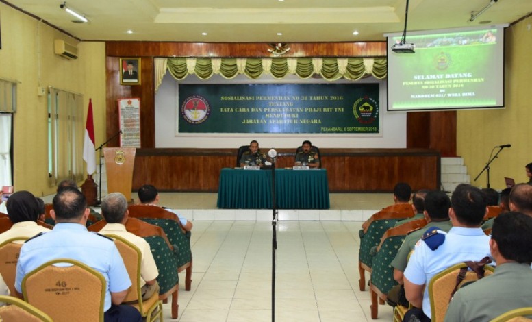 Prajurit dan PNS TNI se Riau Ikuti Sosialisasi Permenhan Nomor 38/2016