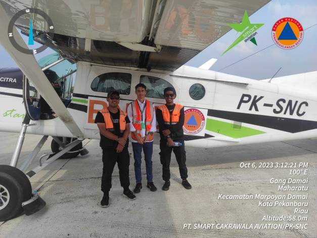 Bantuan Pesawat TMC sudah Tiba di Pekanbaru, Besok Penyemaian Garam Dimulai