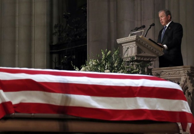 Pidato di Pemakaman Kenegaraan, Suara George W Bush Bergetar