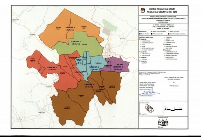Ini Dapil dan Alokasi Kursi DPRD Kampar pada Pemilu 2019