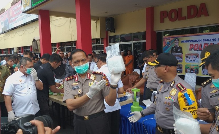 Puluhan Kilogram Narkoba Dimusnahkan di Mapolda Riau