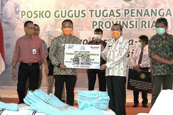 PTPN V dan Satgas BUMN Peduli Penanggulangan Covid-19 Bantu Puskesmas di Riau