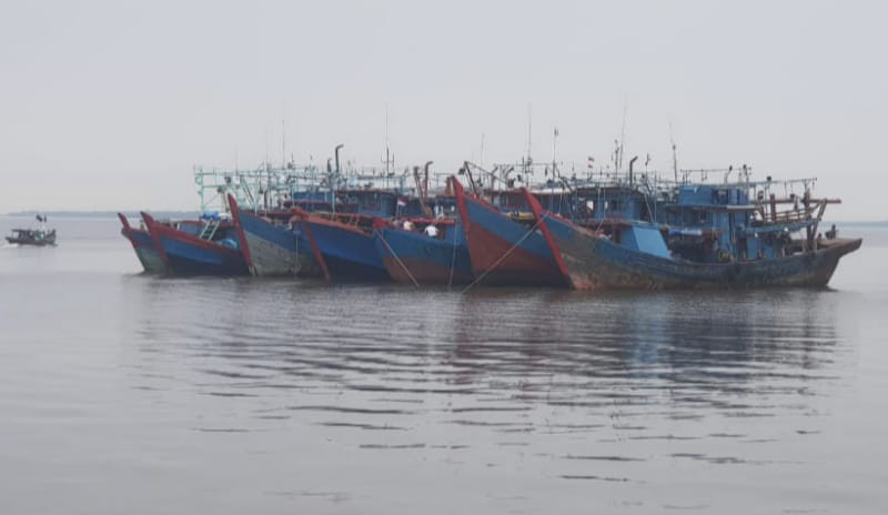 Tujuh Kapal Ilegal Fishing Asal Sumut Ditangkap di Perairan Rohil