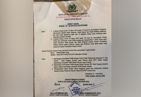 Ahmad Fikri Jalin Komunikasi Penunjukan Wakil Bupati Kampar