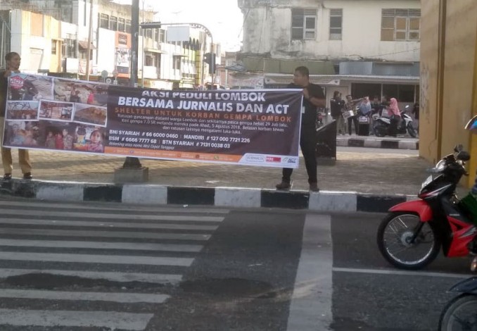 Peduli Lombok, Jurnalis dan ACT Galang Dana di Pekanbaru