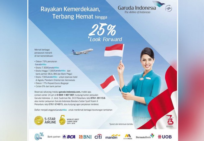 Promo Kemerdekaaan, Beli Tiket Garuda Indonesia Ada Diskon hingga 25 Persen