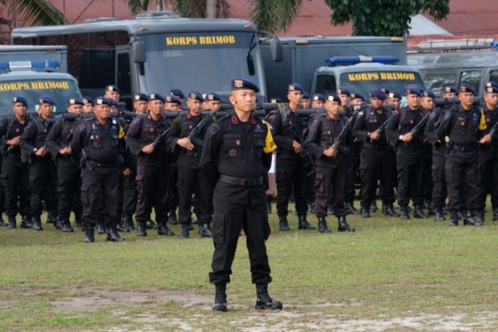 490 Personel Brimob Polda Riau Siap Amankan Pemilu