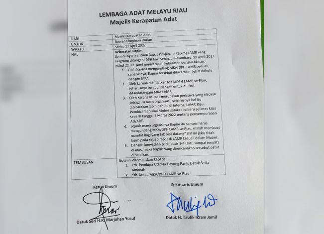 DPH dan MKA LAM Riau Kembali Berselisih?