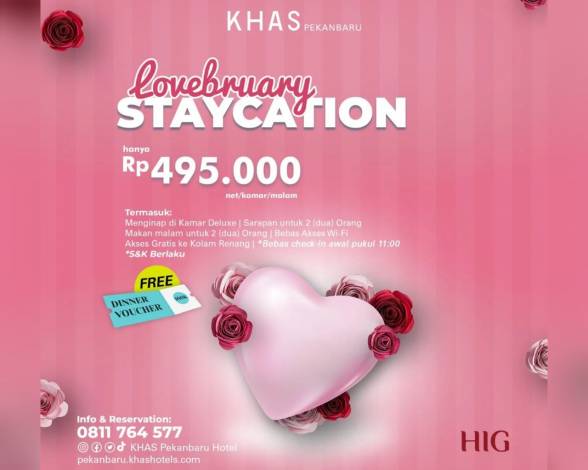 Hotel KHAS Pekanbaru Hadirkan Promo Lovebruary Staycation, Gratis Voucher Dinner