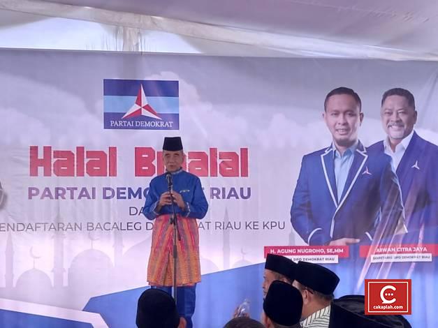 Dua Mantan Gubernur Riau Hadiri Halal Bihalal Partai Demokrat Sebelum Daftarkan Bacaleg ke KPU