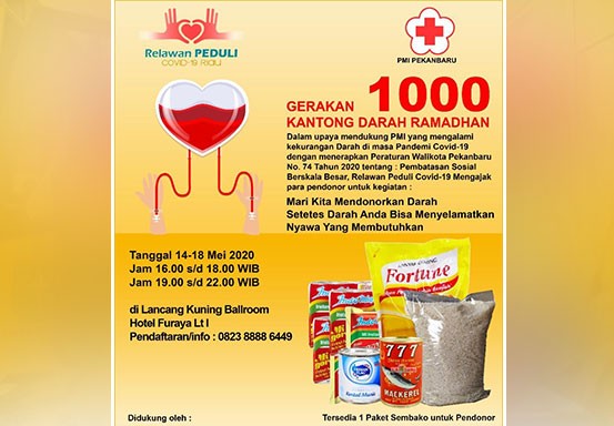Relawan Peduli Covid-19 Gelar Gerakan 1.000 Kantong Darah, Peserta Donor Dapat Sembako