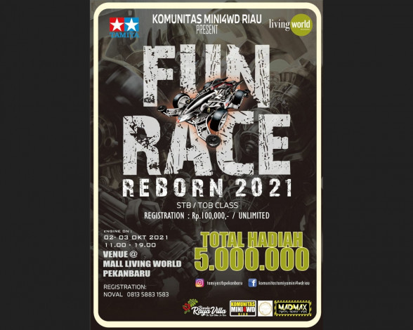 Hidupkan Kembali Minat Bermain Tamiya, Komunitas MINI4WD Riau Gelar Fun Race Reborn 2021