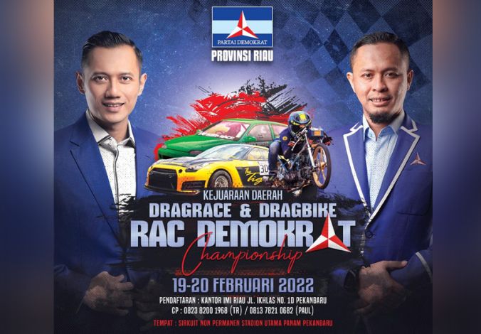 Jelang Pelantikan Pengurus, Demokrat Riau Gelar Kejurda Drag Race dan Drag Bike