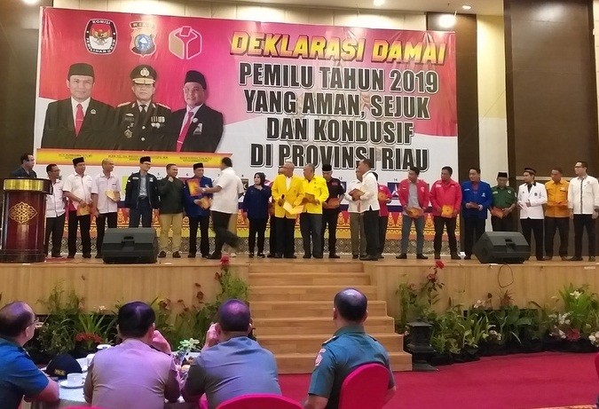 Polda Riau Ajak Seluruh Elemen Peserta Pemilu 2019 Deklarasikan Pemilu Damai