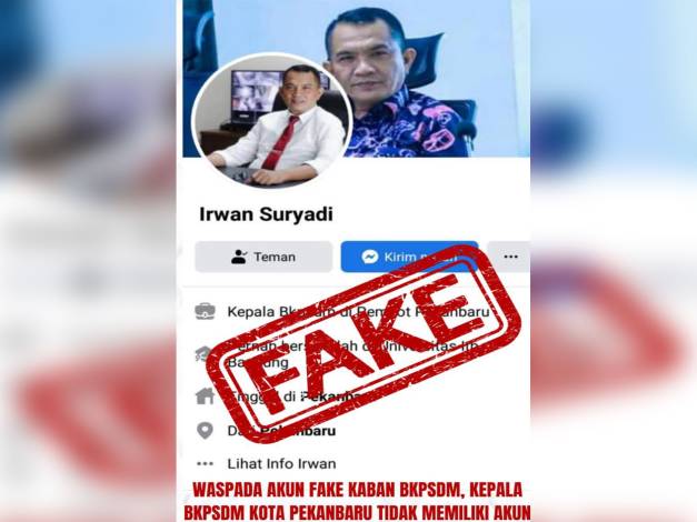Hati-hati, Ada Akun Facebook Palsu Catut Nama Kepala BKPSDM Pekanbaru