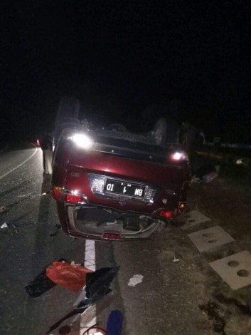 Pecah Ban,  Pajero Sport Terguling di Jalan By Pass Minas, Satu Penumpang Tewas