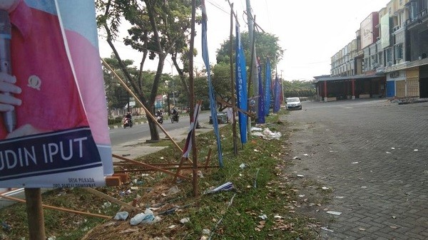 Atribut Pilkada 2020 Milik Partai Demokrat Riau Dirusak