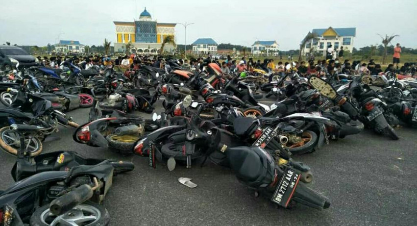 Ratusan Sepeda Motor Terjaring Razia Balap Liar di Komplek Perkantoran Walikota Pekanbaru